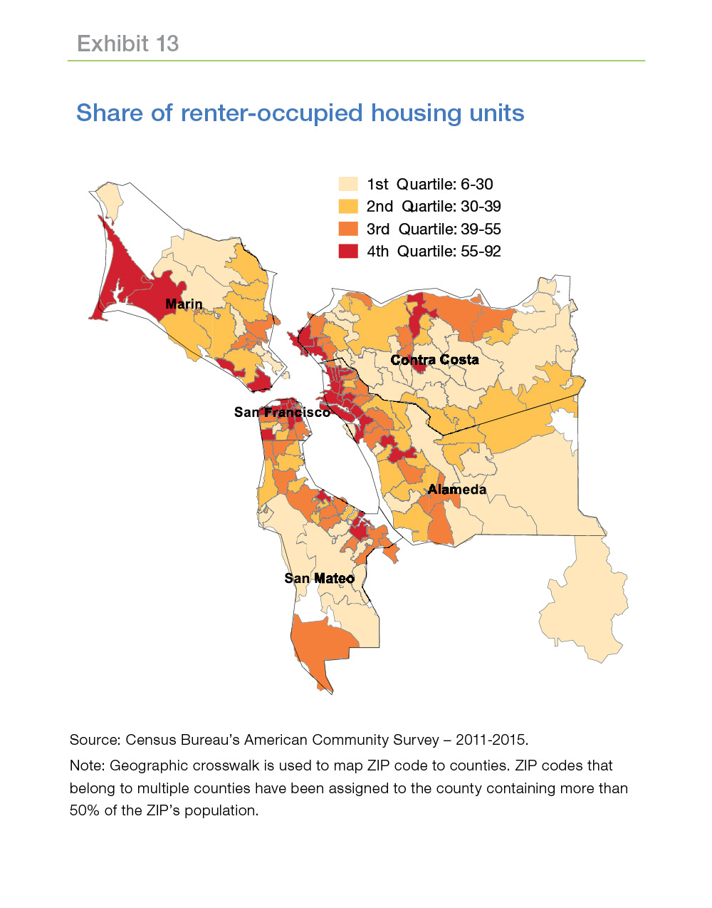 Maps showing share of renter-occupied housing units