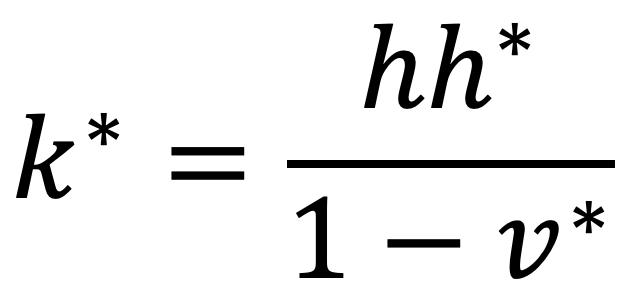 Formula k* = hh* / 1-v*