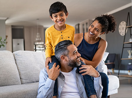 Family in living room