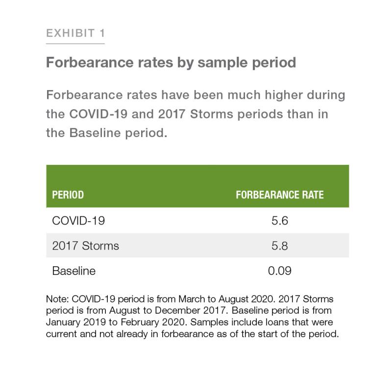 Exhibit 1: Forbearance rates by sample period