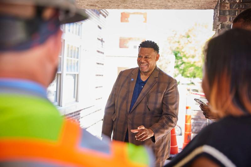 Dwayne Williams gives a tour of the construction at Jazz Hill Apartments