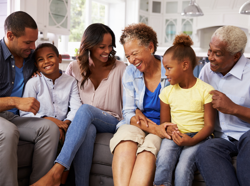 Family on couch